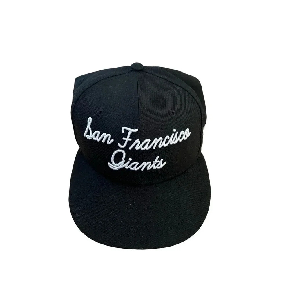 San Francisco Giants Men's Black White Script MLB Baseball Hat Cap Size 7 1/4